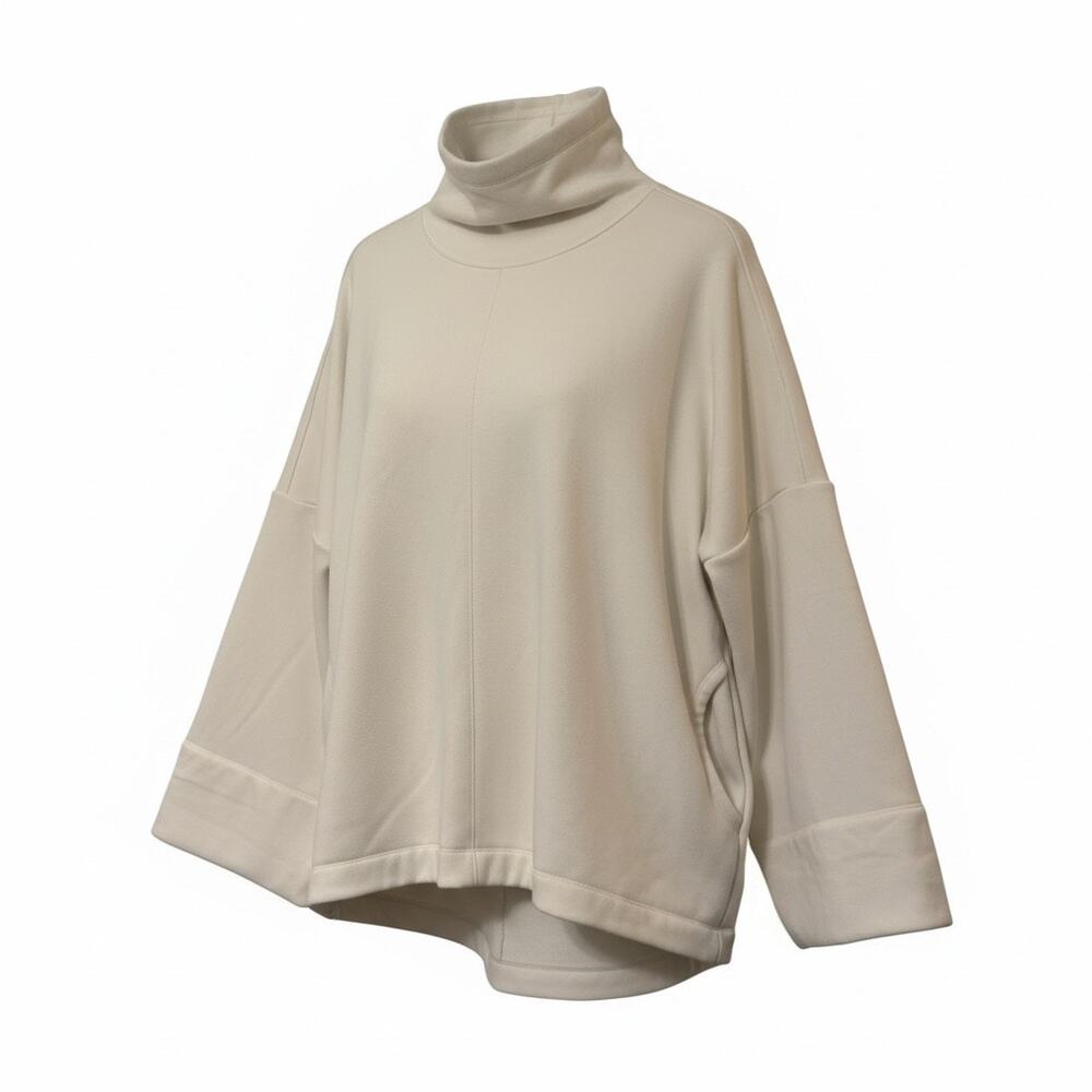 Athleta Cozy Karma Funnel Neck Sweatshirt XL Cream Oversized Pullover